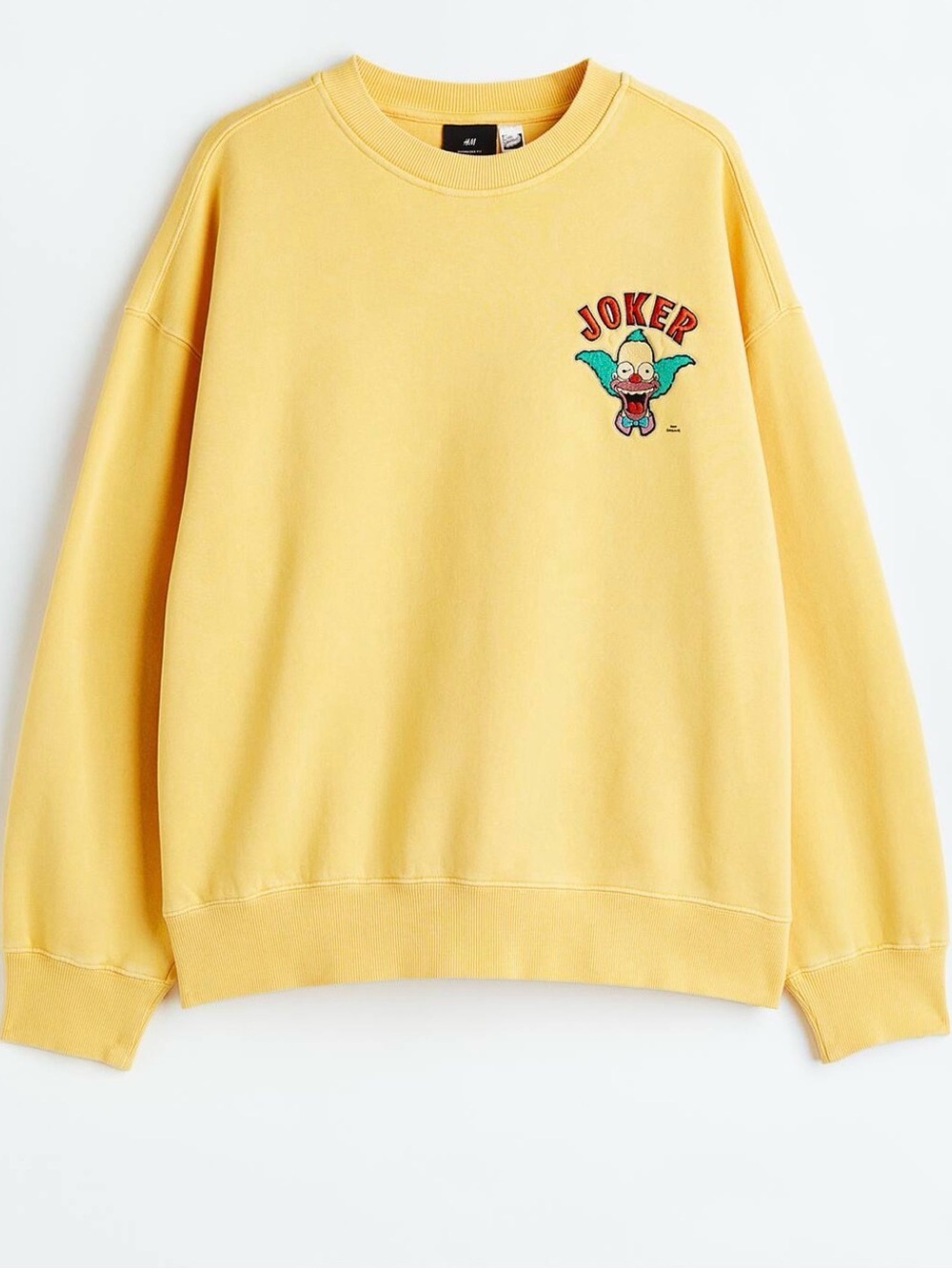 H&M X Simpsons Yellow Sweatshirt with Krusty the clown embroidered Graphic
